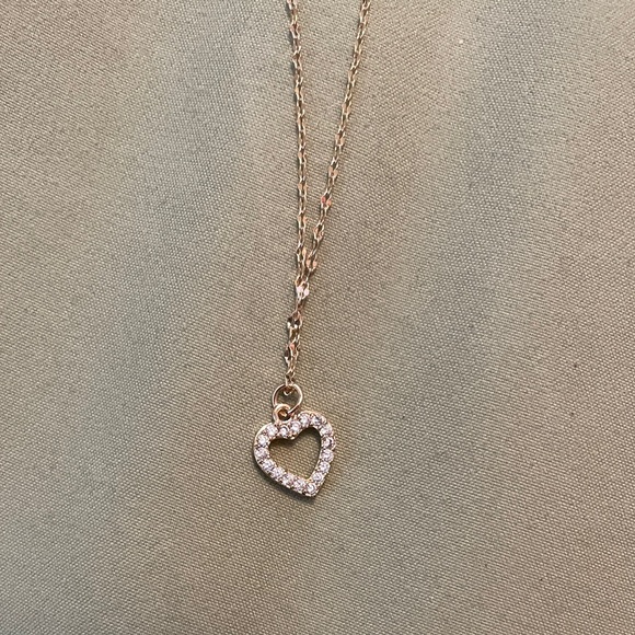 Brandy Melville Jewelry - Brandy Melville Rhinestone Heart Pendant Necklace